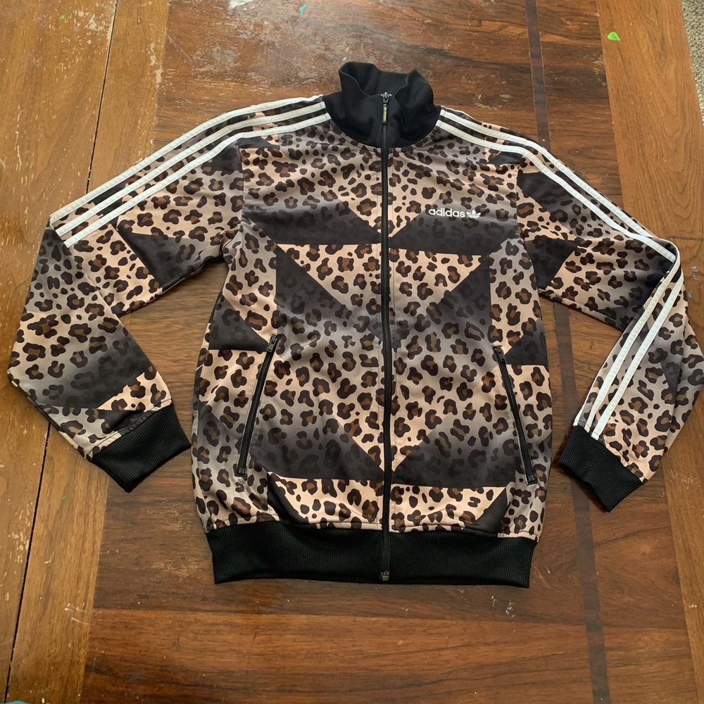 Adidas leopard print track jacket